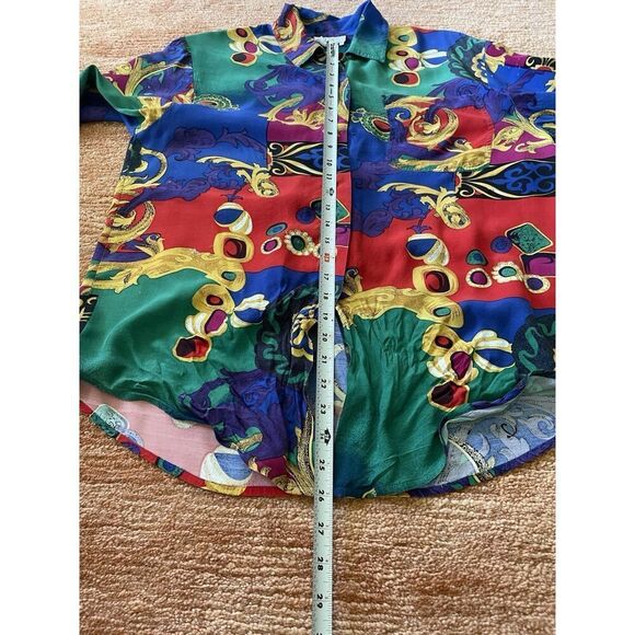 VTG TESS Colorful Abstract Floral Women’s Polyester Long Sleeves Blouse M - Picture 5 of 6